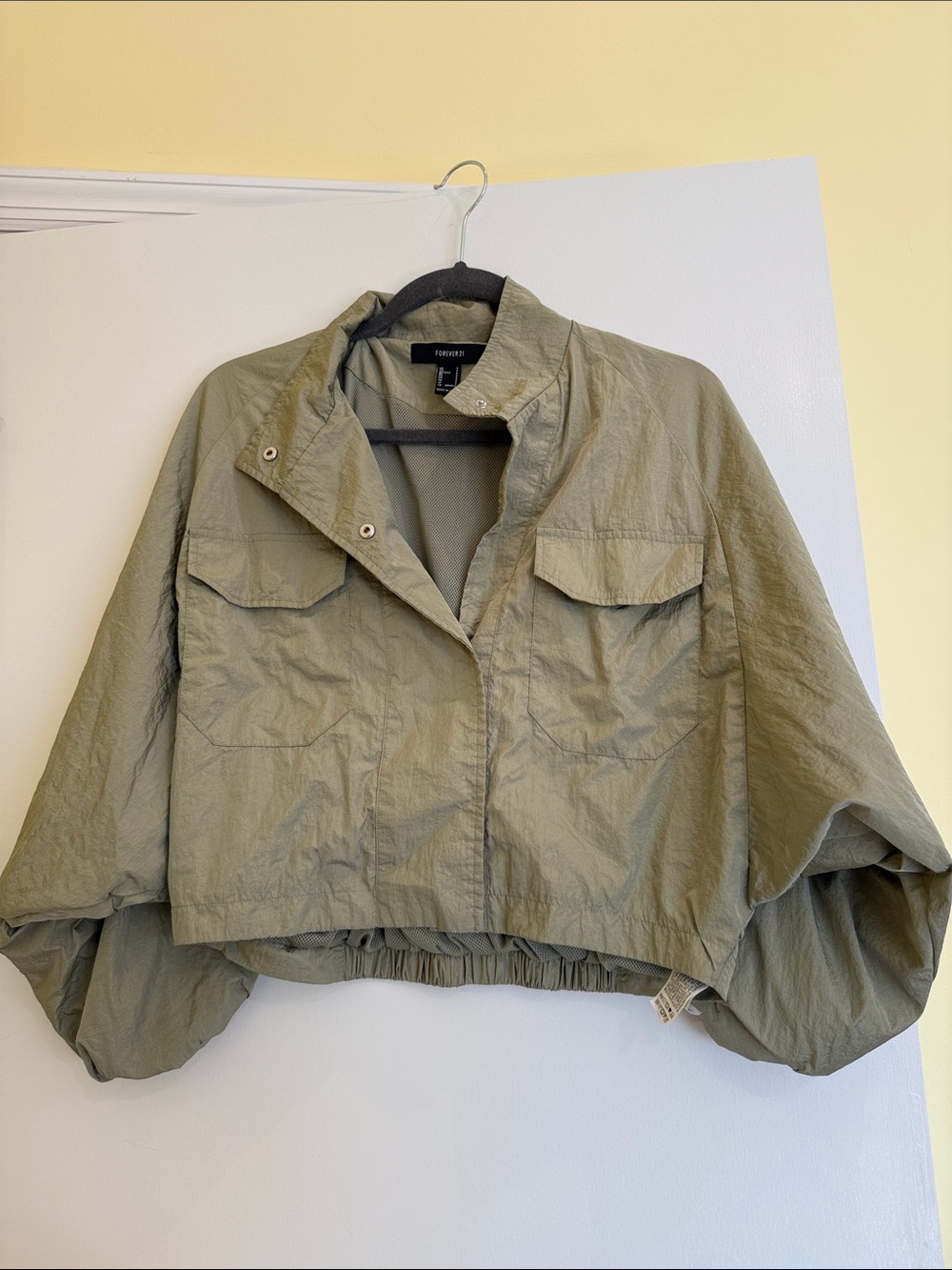 Forever 21 Olive Cropped Bomber Jacket